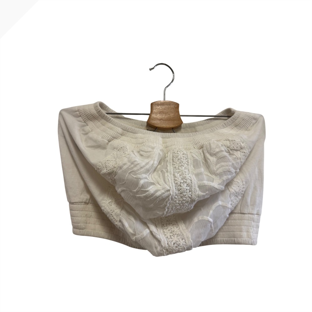 TINY‎ Lace Embroidered Tube Top Strapless Smocked Crop Top Size XS Anthropologie